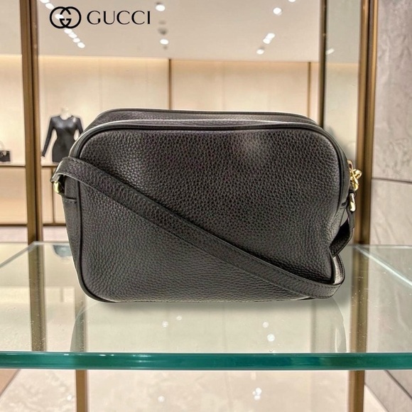 AUTHENTIC GUCCI SOHO DISCO SMALL BLACK LEATHER CROSSBODY BAG “GG” LOGO - Picture 6 of 7